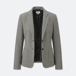 Ines De La Fressange x Uniqlo houndstooth wool blend blazer jacket size large